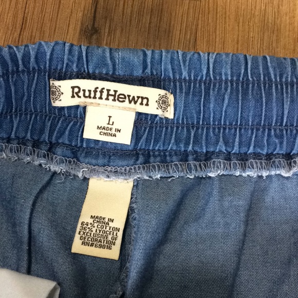 Ruff Hewn Light Blue Elastic Embroidered Shorts L - Picture 4 of 4